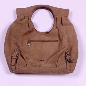 Pulicati Hobo Suede Shoulder Bag Tan Leather Italy Boho 18"x18" Large
